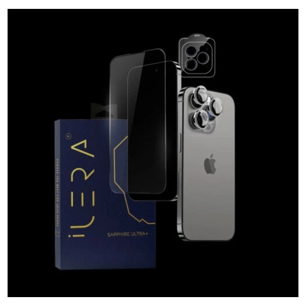 Захисне скло iLera Sapphire Ultra+ Glass для Apple iPhone 14 Pro Max (Чорне)
